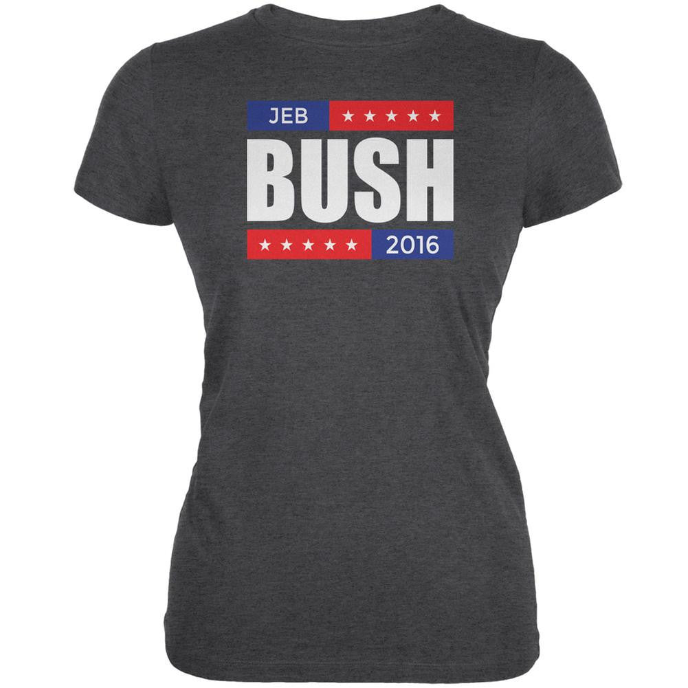 Election 2016 Jeb Bush Stacked Dark Heather Juniors Soft T-Shirt Juniors T-Shirts Old Glory 2XL Grey 