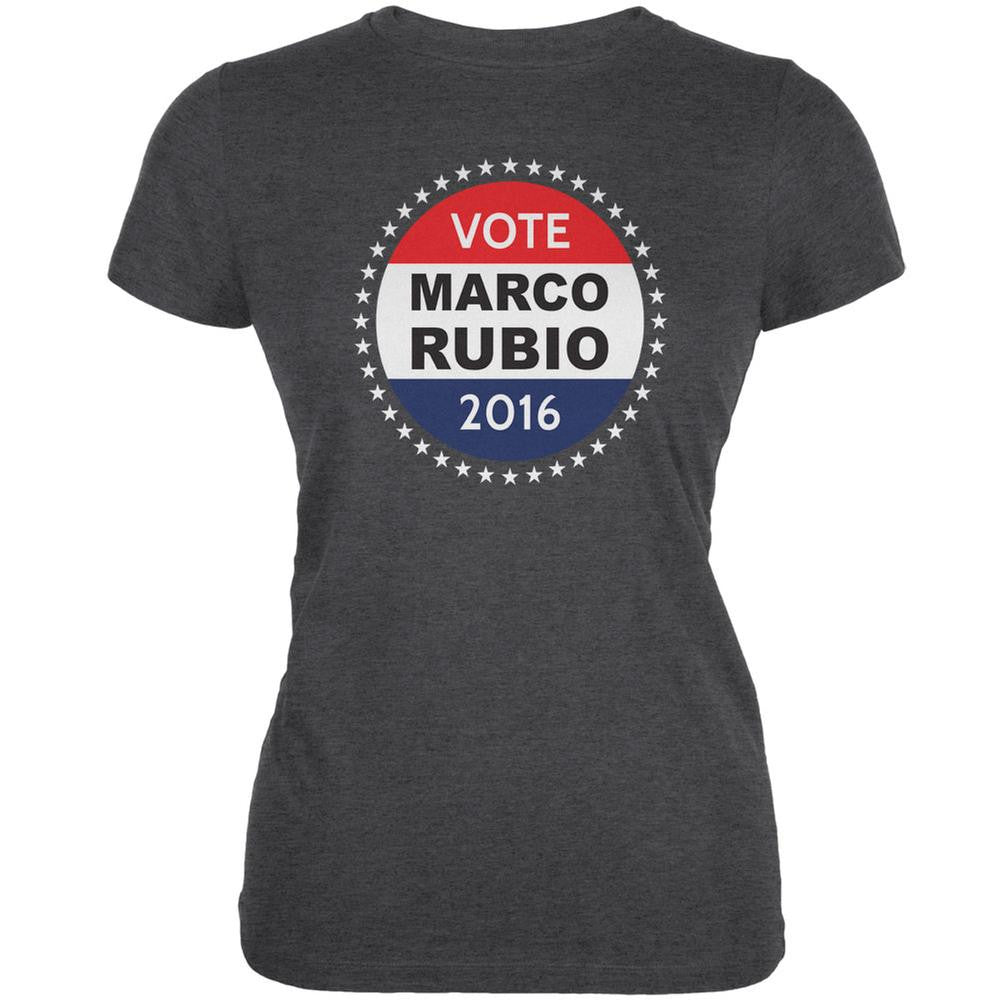 Election 2016 Marco Rubio Badge Dark Heather Juniors Soft T-Shirt Juniors T-Shirts Old Glory 2XL Grey 