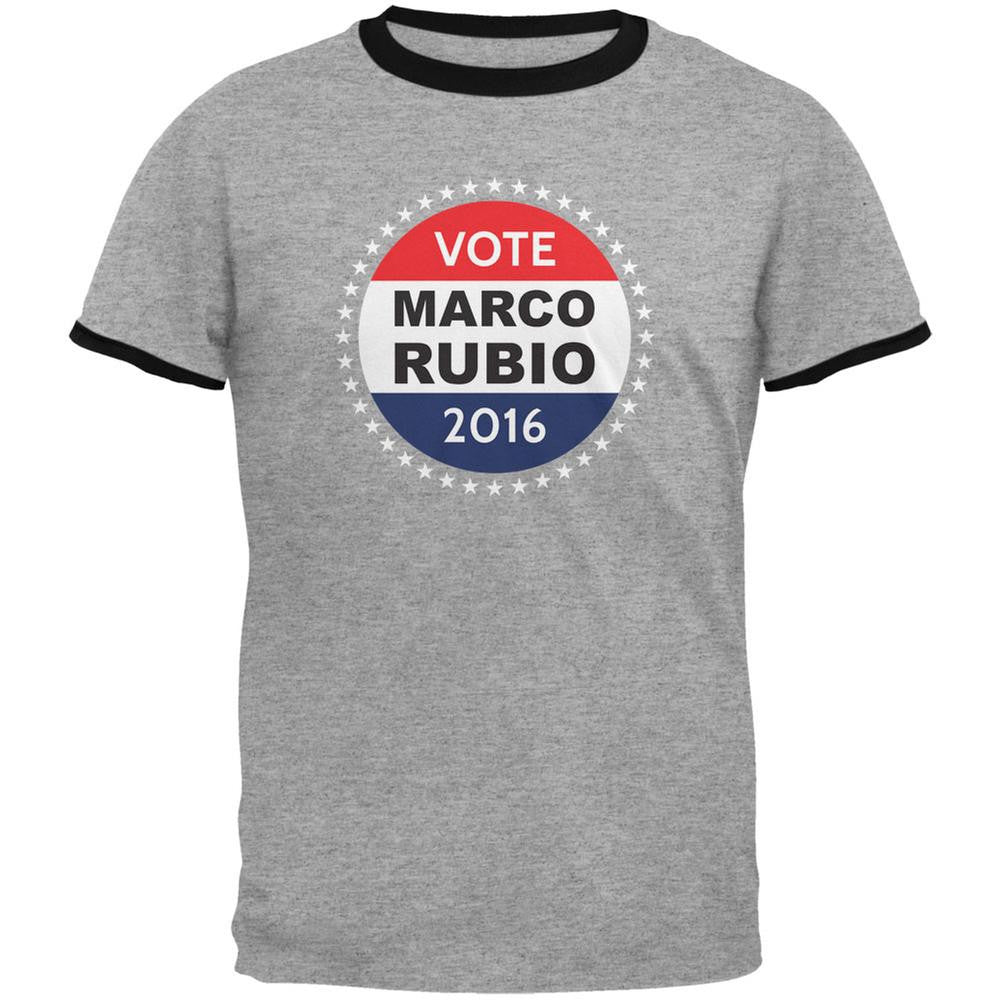 Election 2016 Marco Rubio Badge Heather/Black Men's Ringer T-Shirt Men's T-Shirts Old Glory LG Multi 