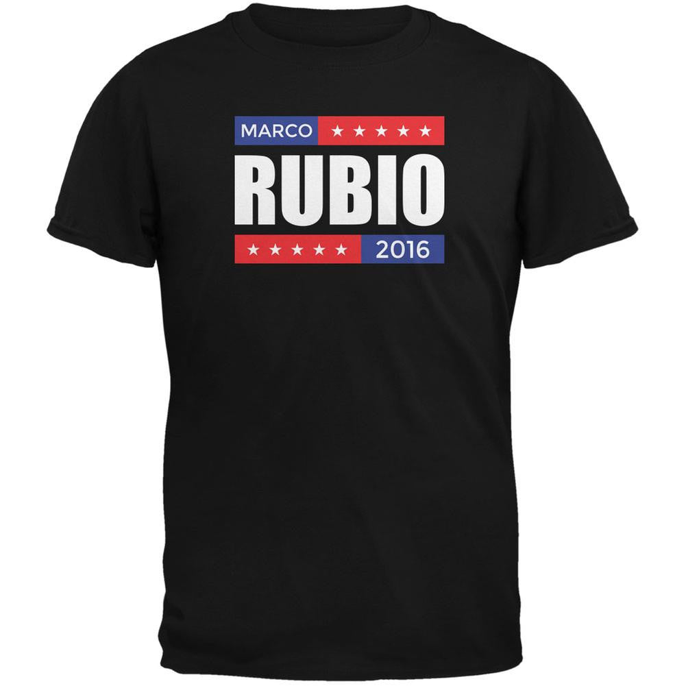 Election 2016 Marco Rubio Stacked Black Adult T-Shirt Men's T-Shirts Old Glory 2XL Black 