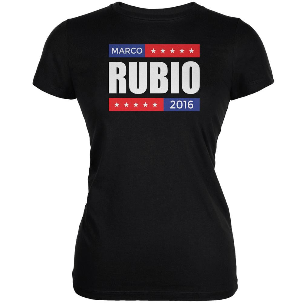 Election 2016 Marco Rubio Stacked Black Juniors Soft T-Shirt Juniors T-Shirts Old Glory 2XL Black 