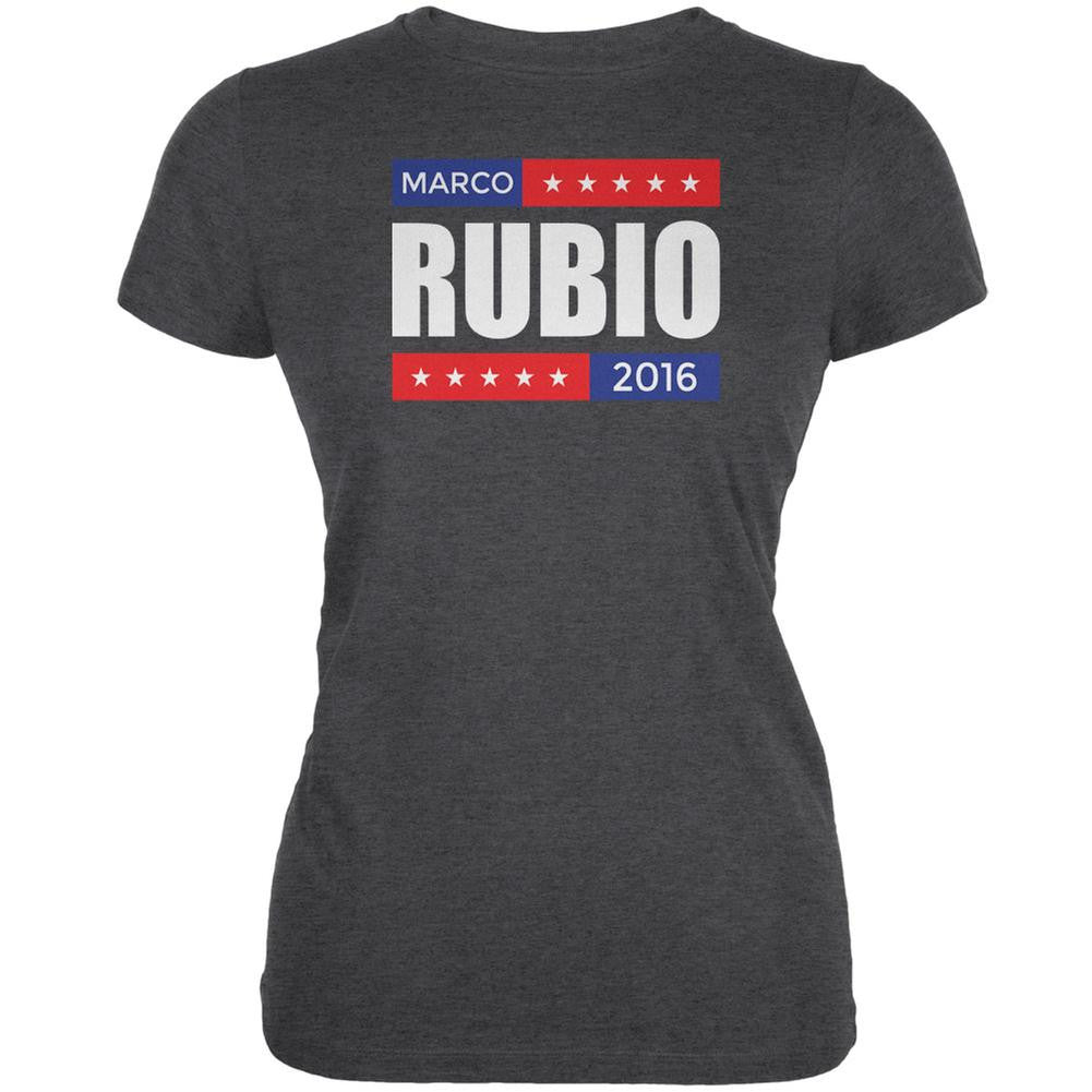 Election 2016 Marco Rubio Stacked Dark Heather Juniors Soft T-Shirt Juniors T-Shirts Old Glory 2XL Grey 