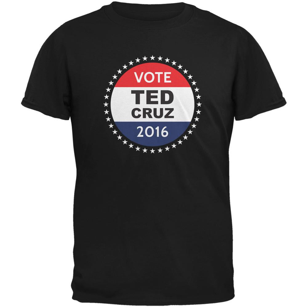 Election 2016 Ted Cruz Badge Black Adult T-Shirt Men's T-Shirts Old Glory 2XL Black 