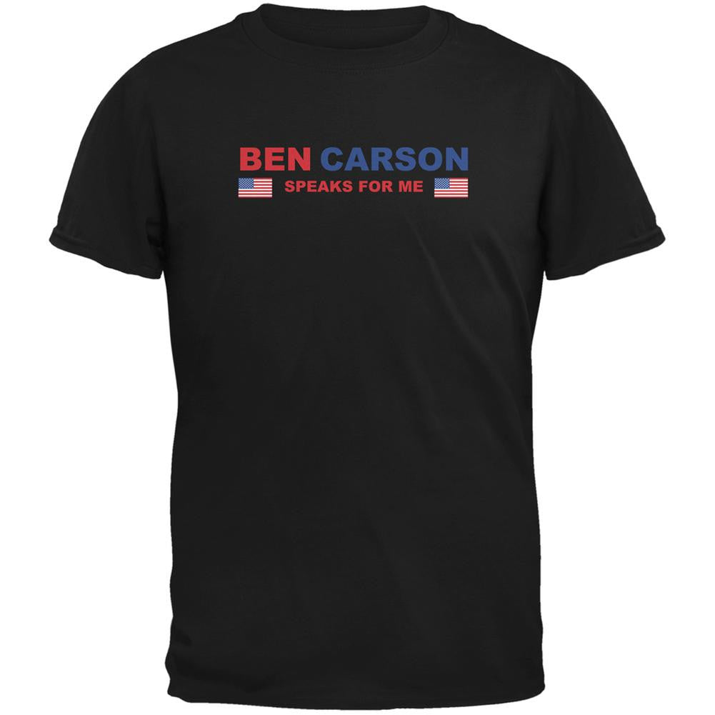 Election 2016 Carson Speaks For Me Black Adult T-Shirt Men's T-Shirts Old Glory 2XL Black 