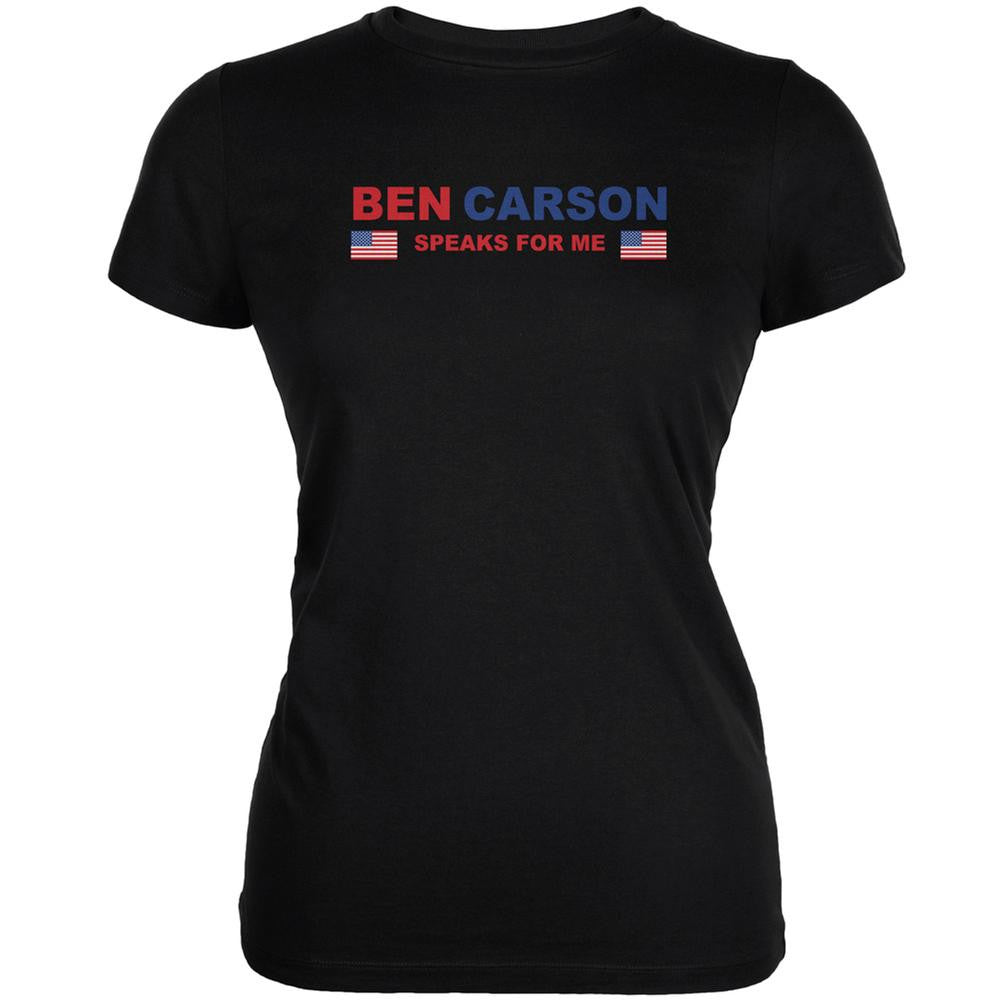 Election 2016 Carson Speaks For Me Black Juniors Soft T-Shirt Juniors T-Shirts Old Glory 2XL Black 