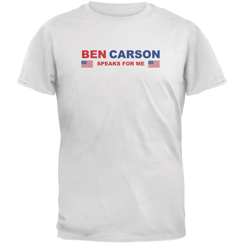 Election 2016 Carson Speaks For Me White Adult T-Shirt Men's T-Shirts Old Glory 2XL White 