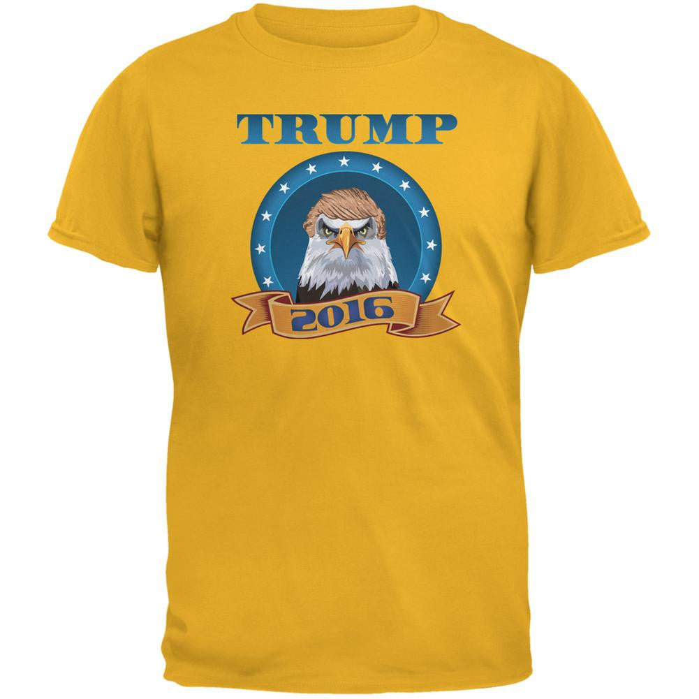 Election 2016 Donald Trump Bald Eagle toupee Gold Adult T-Shirt Men's T-Shirts Old Glory 2XL Yellow 