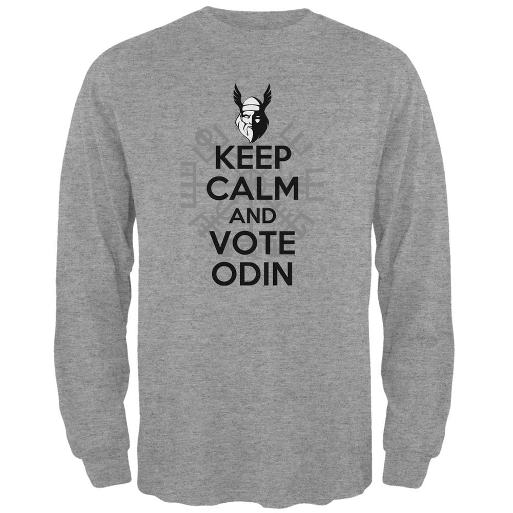 Keep Calm Vote Odin Funny Heather Grey Adult Long Sleeve T-Shirt Men's Long Sleeves Old Glory 2XL Grey 