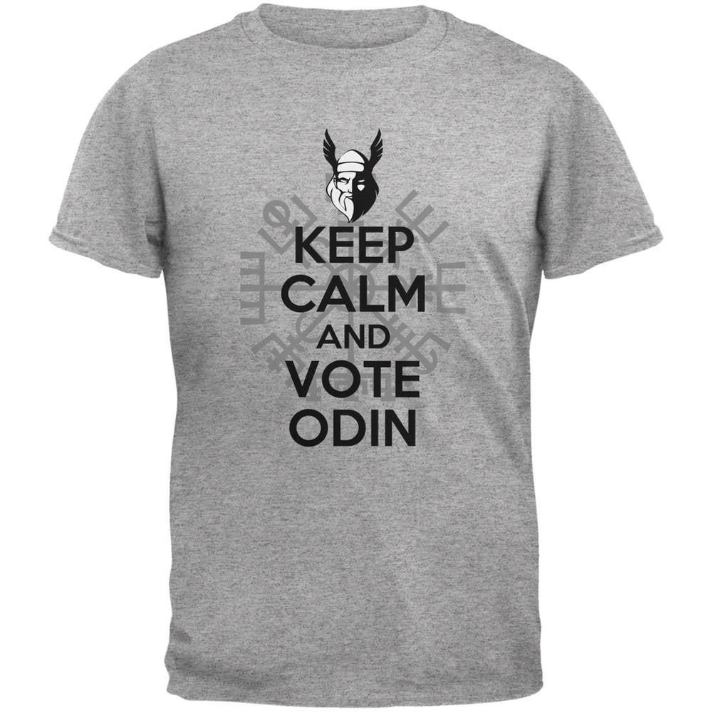 Keep Calm Vote Odin Funny Heather Grey Adult T-Shirt Men's T-Shirts Old Glory 2XL Grey 