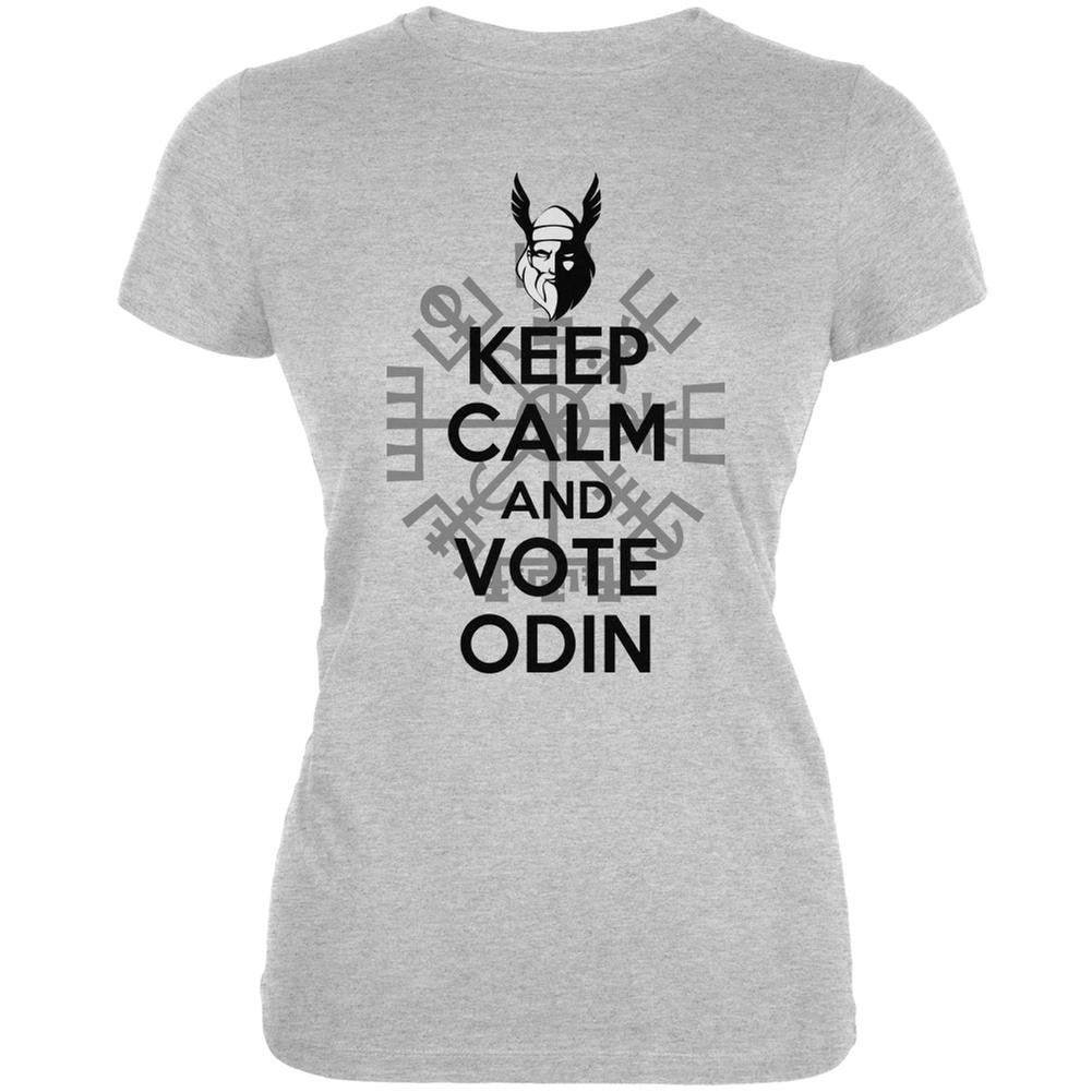 Keep Calm Vote Odin Funny Heather Grey Juniors Soft T-Shirt Juniors T-Shirts Old Glory 2XL Grey 