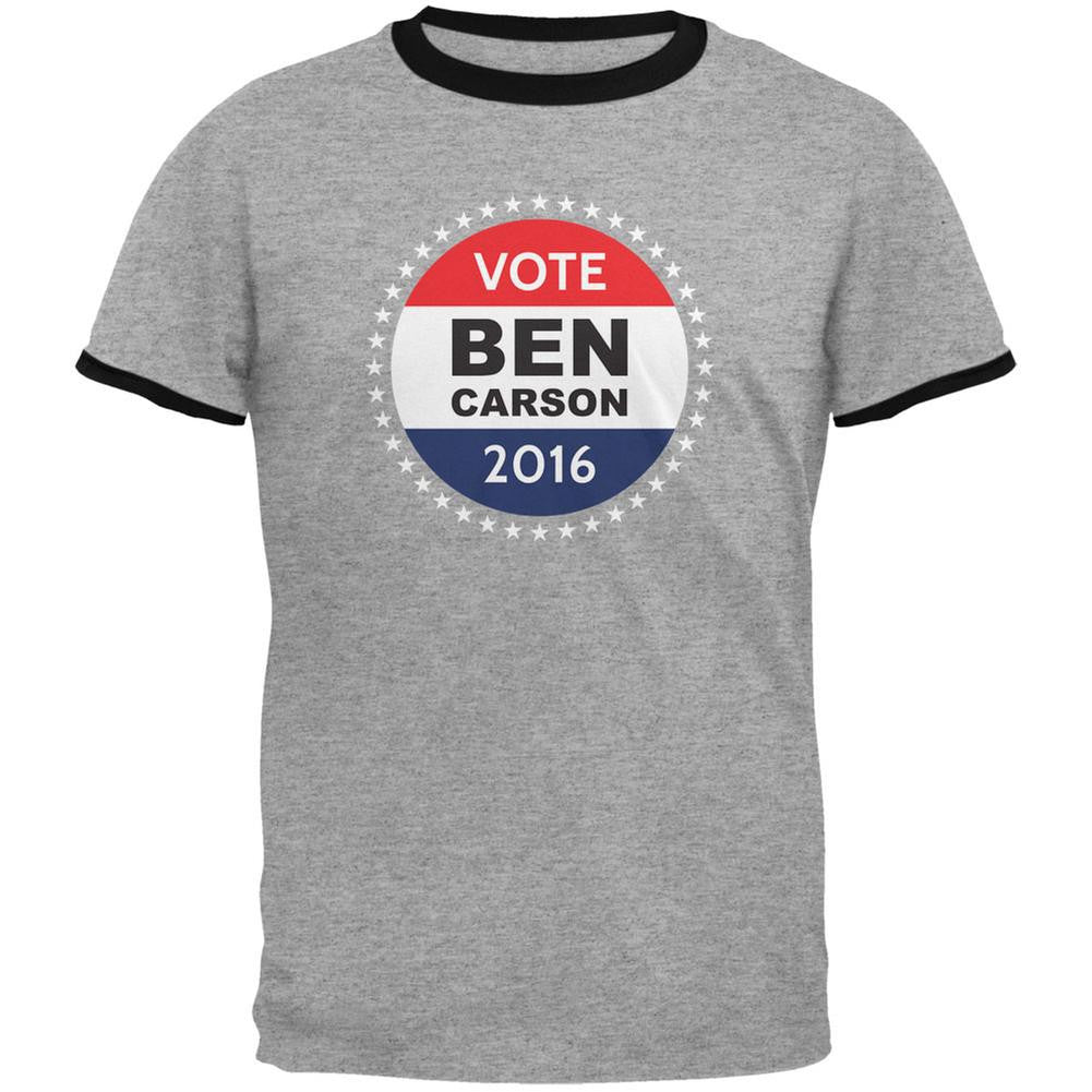 Election 2016 Ben Carson Badge Heather/Black Men's Ringer T-Shirt Men's T-Shirts Old Glory LG Multi 