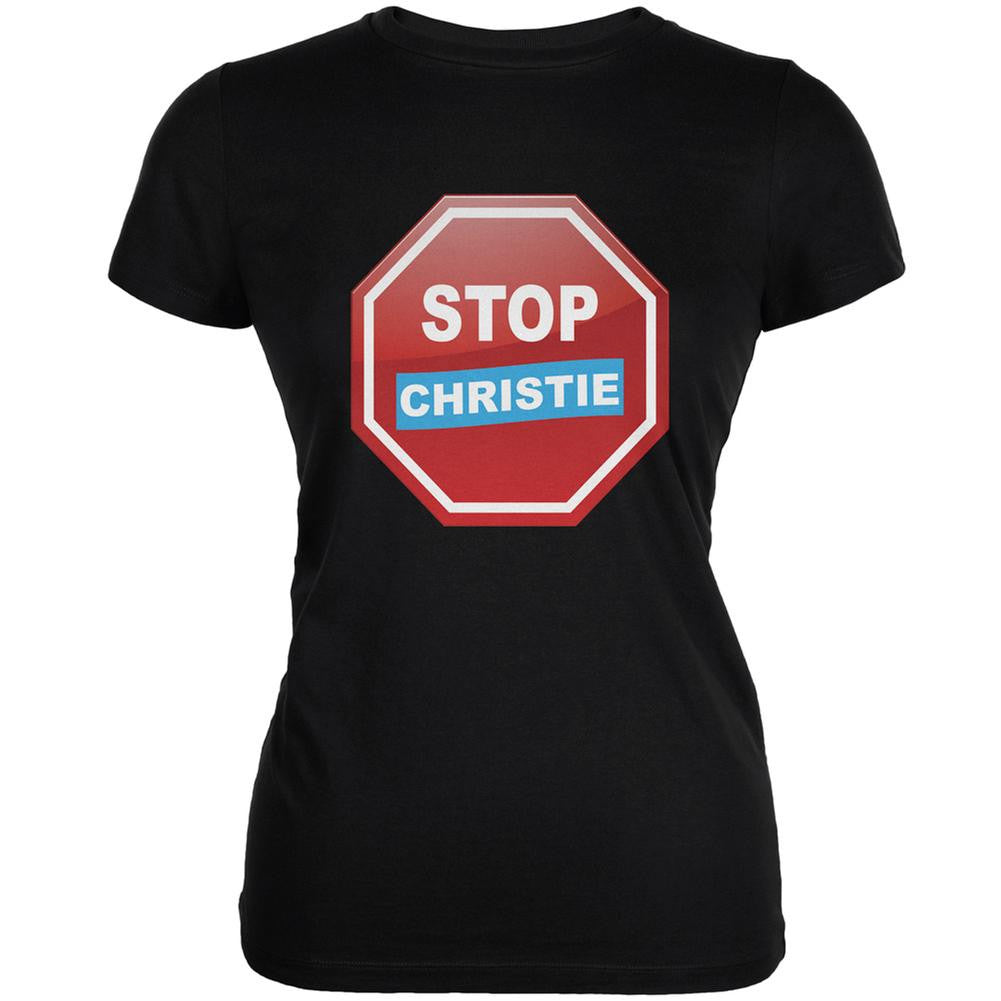 Election 2016 Stop Christie Black Juniors Soft T-Shirt Juniors T-Shirts Old Glory 2XL Black 