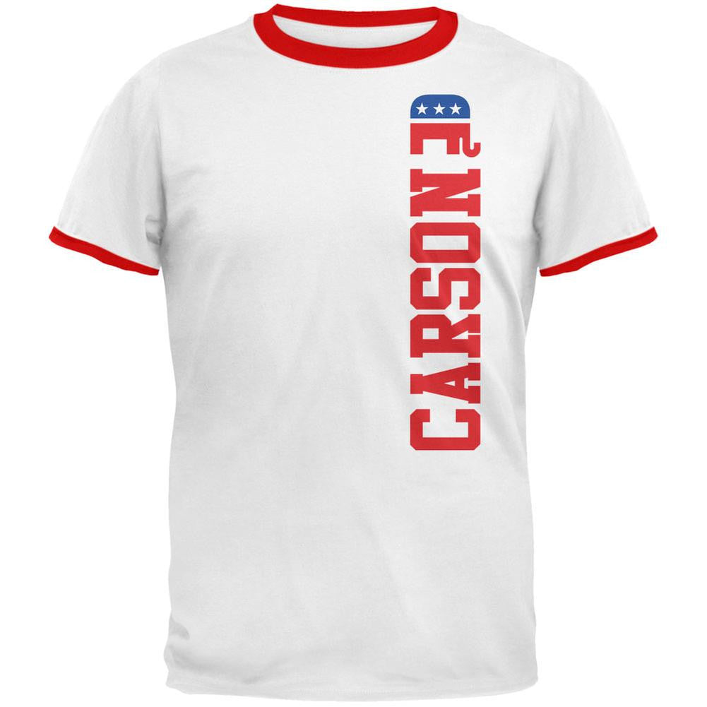 Election 2016 Team Ben Carson White/Red Men's Ringer T-Shirt Men's T-Shirts Old Glory LG Multi 