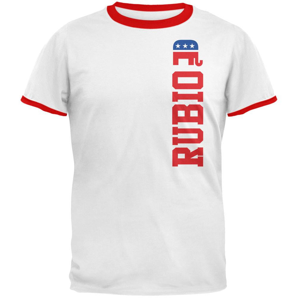 Election 2016 Team Marco Rubio White/Red Men's Ringer T-Shirt Men's T-Shirts Old Glory LG Multi 