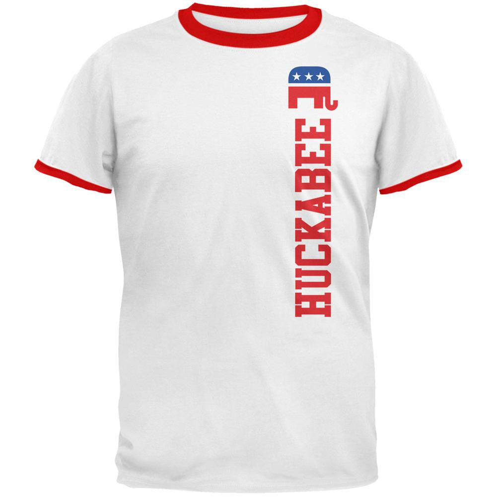 Election 2016 Team Mike Huckabee White/Red Men's Ringer T-Shirt Men's T-Shirts Old Glory LG Multi 