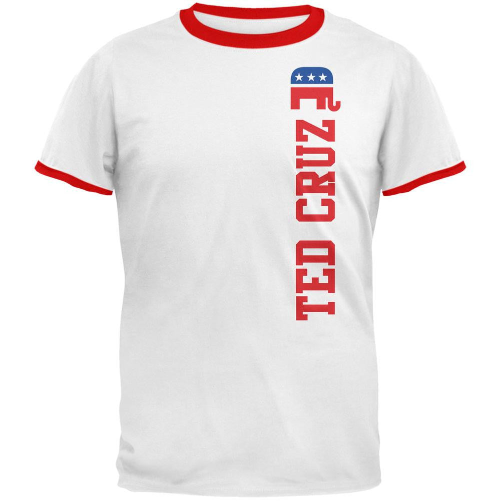 Election 2016 Team Ted Cruz White/Red Men's Ringer T-Shirt Men's T-Shirts Old Glory LG Multi 