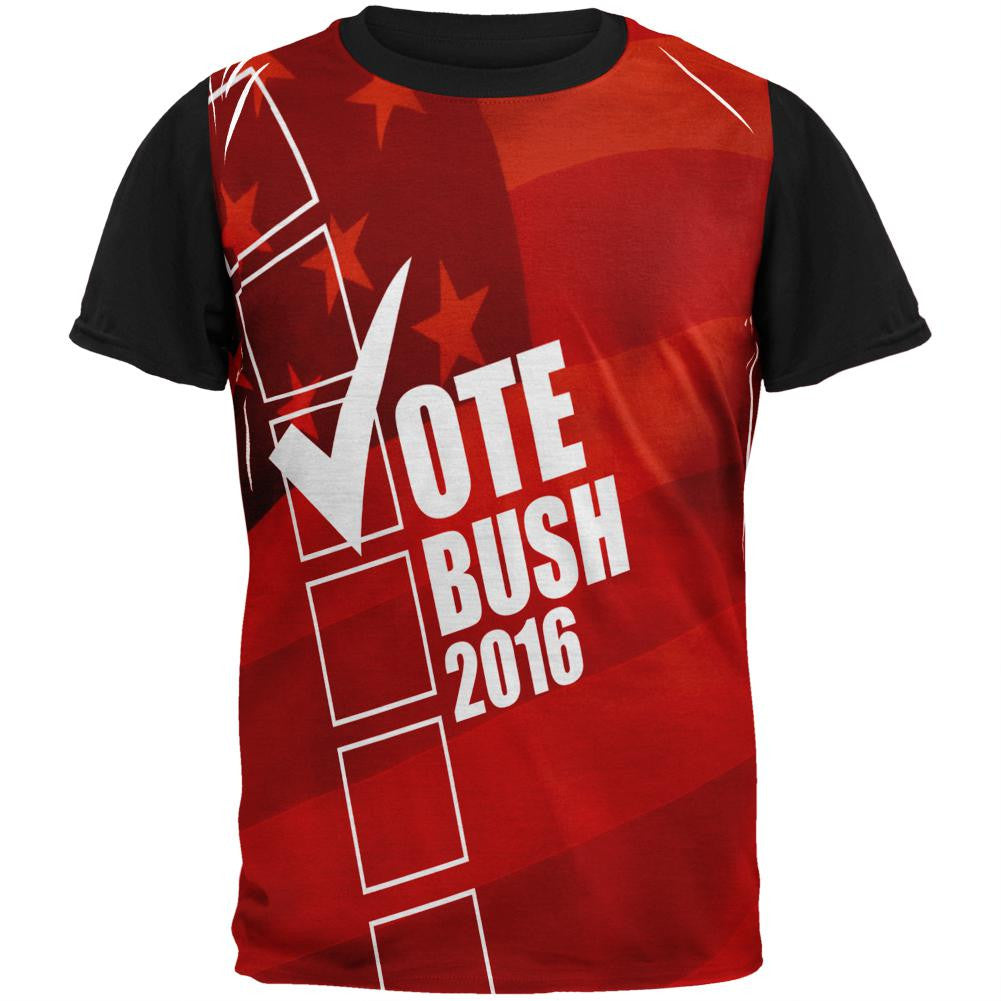 Election 2016 Vote Bush 2016 Adult Black Back T-Shirt Men's T-Shirts Old Glory SM Multi 