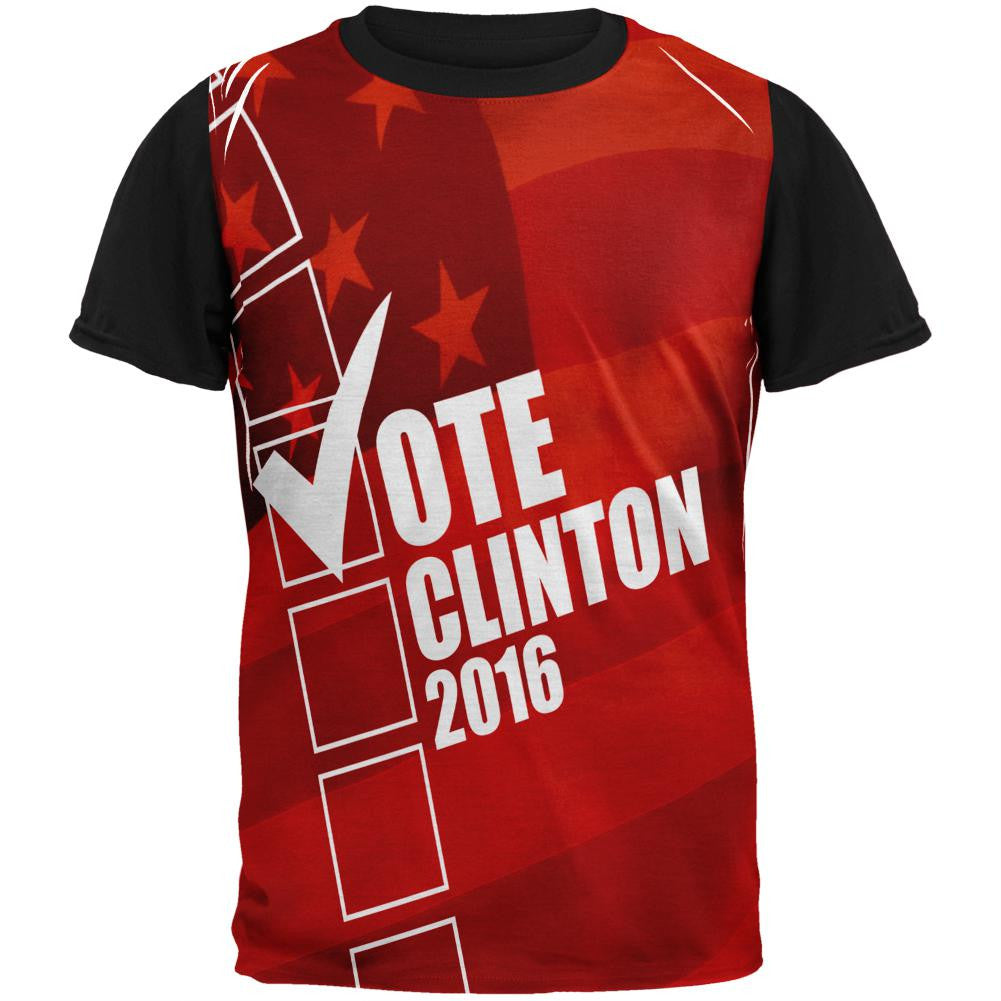 Election 2016 Vote Clinton Adult Black Back T-Shirt Men's T-Shirts Old Glory SM Multi 