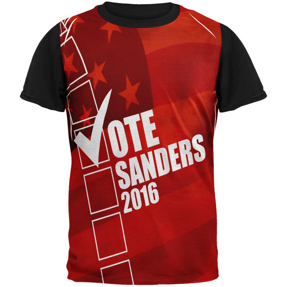 Election 2016 Vote Sanders Adult Black Back T-Shirt Men's T-Shirts Old Glory SM Multi 