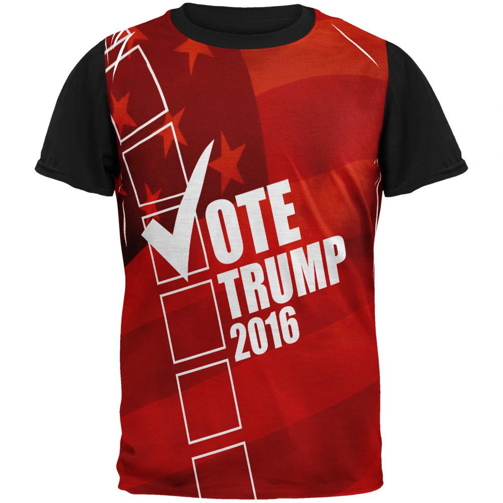 Election 2016 Vote Trump Adult Black Back T-Shirt Men's T-Shirts Old Glory SM Multi 