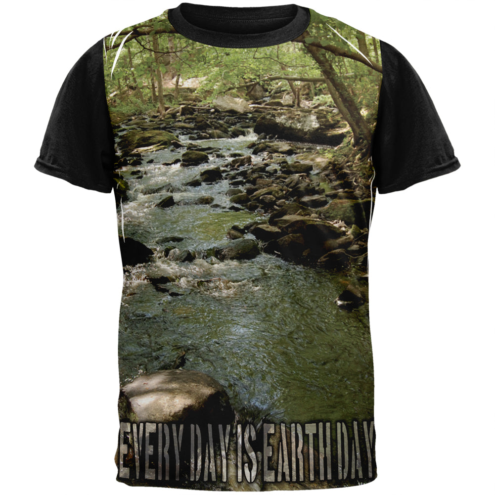 Earth Day River Woods Hiking Adult Black Back T-Shirt Men's T-Shirts Old Glory LG Multi 