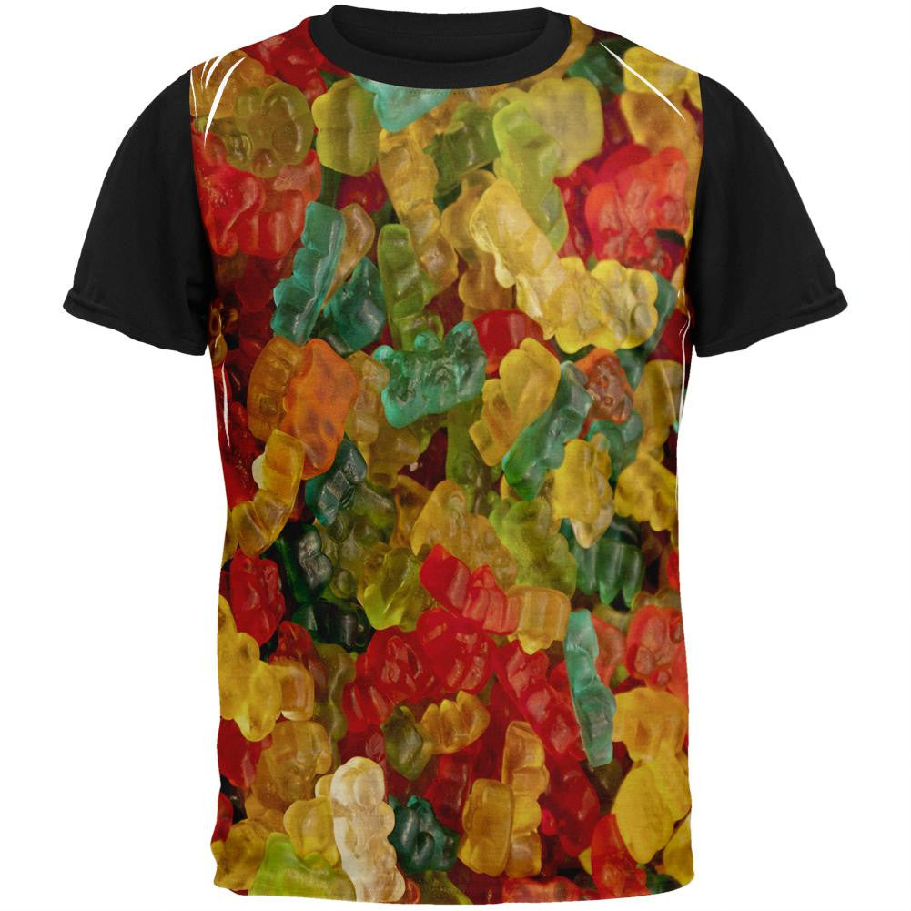 Candy Gummy Bears Adult Black Back T-Shirt Men's T-Shirts Old Glory SM Multi 