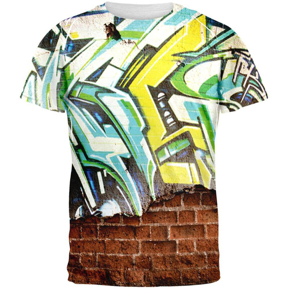 Graffiti Wall All Over Adult T-Shirt Men's T-Shirts Old Glory 2XL Multi 