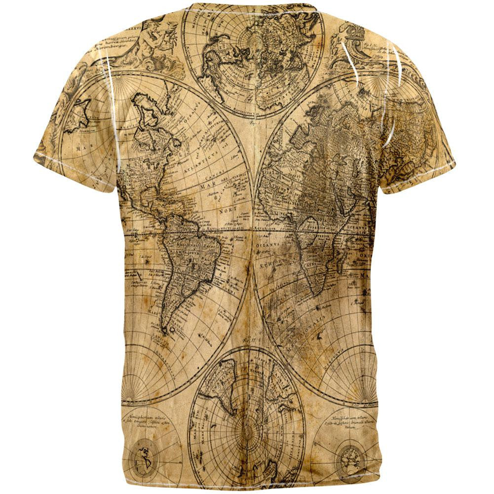 Vintage Map All Over Adult T-Shirt Men's T-Shirts Old Glory   