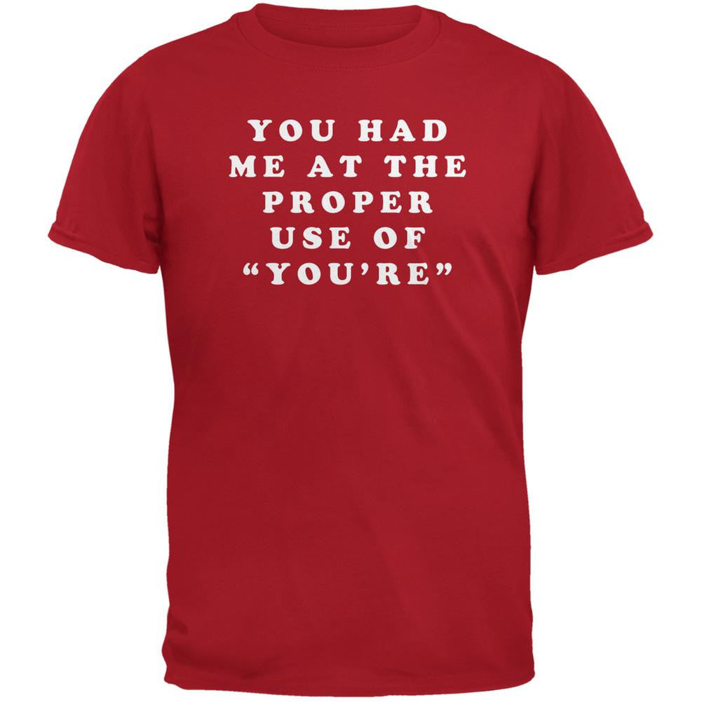 Grammar Police Proper Use You're Funny Red Adult T-Shirt Men's T-Shirts Old Glory 2XL Red 