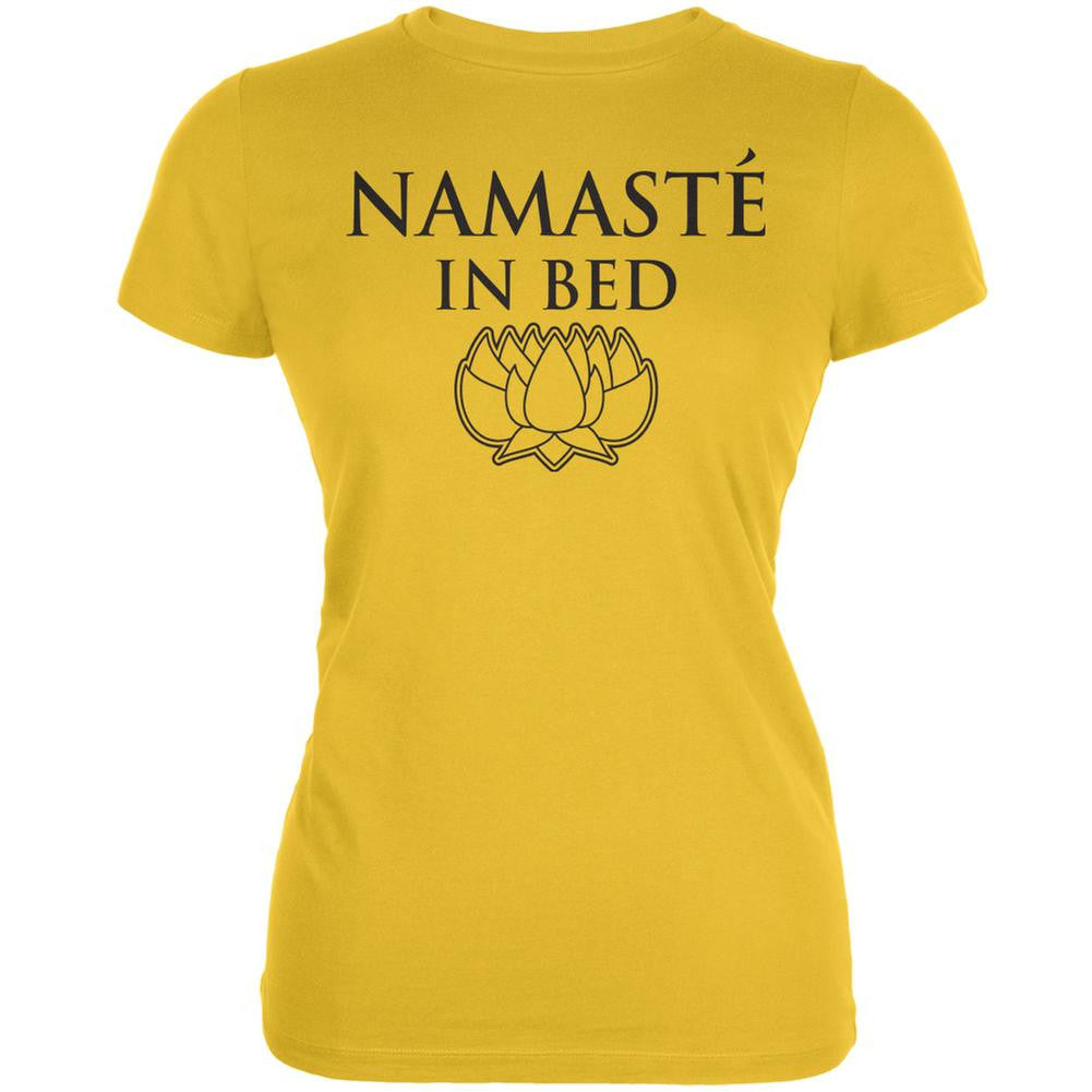 Namaste In Bed Bright Yellow Juniors Soft T-Shirt Juniors T-Shirts Old Glory 2XL Yellow 