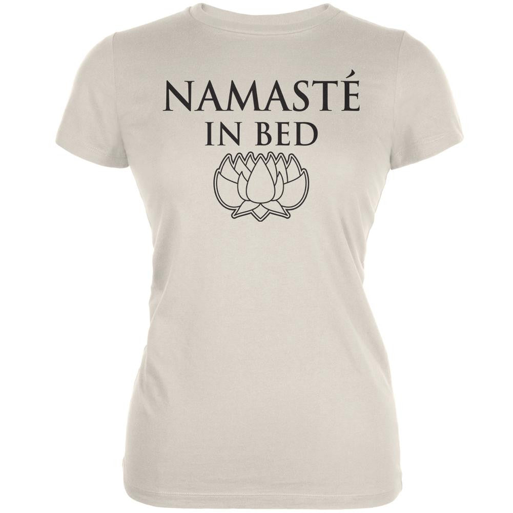 Namaste In Bed Cream Juniors Soft T-Shirt Juniors T-Shirts Old Glory 2XL Off-White 