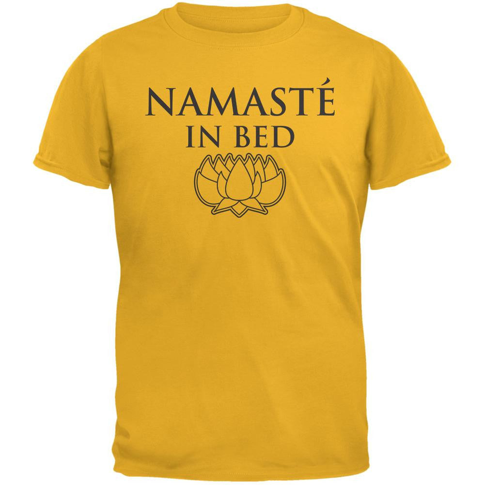 Namaste In Bed Gold Adult T-Shirt Men's T-Shirts Old Glory 2XL Yellow 