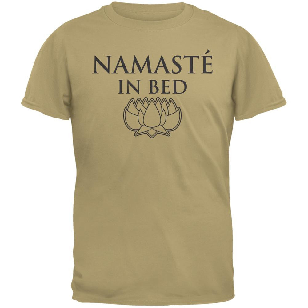 Namaste In Bed Tan Adult T-Shirt Men's T-Shirts Old Glory 2XL Beige 