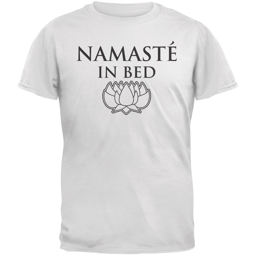 Namaste In Bed White Adult T-Shirt Men's T-Shirts Old Glory 2XL White 