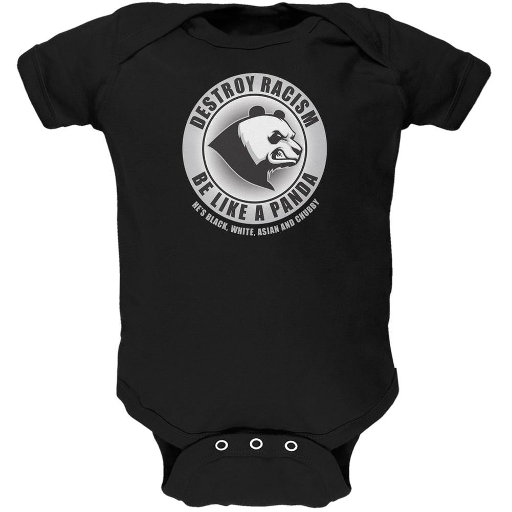 Destroy Racism Panda Funny Black Soft Baby One Piece Baby One Piece Old Glory 0-3M Black 