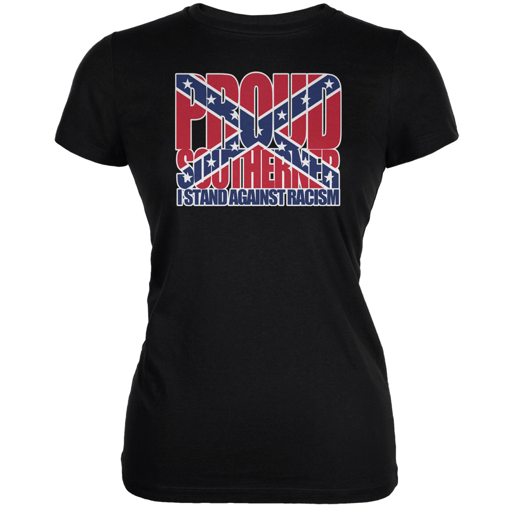 Proud Southerner Against Racism Black Juniors Soft T-Shirt Juniors T-Shirts Old Glory 2XL Black 