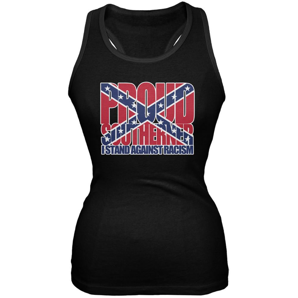 Proud Southerner Against Racism Black Juniors Soft Tank Top Juniors Tank Tops Old Glory 2XL Black 