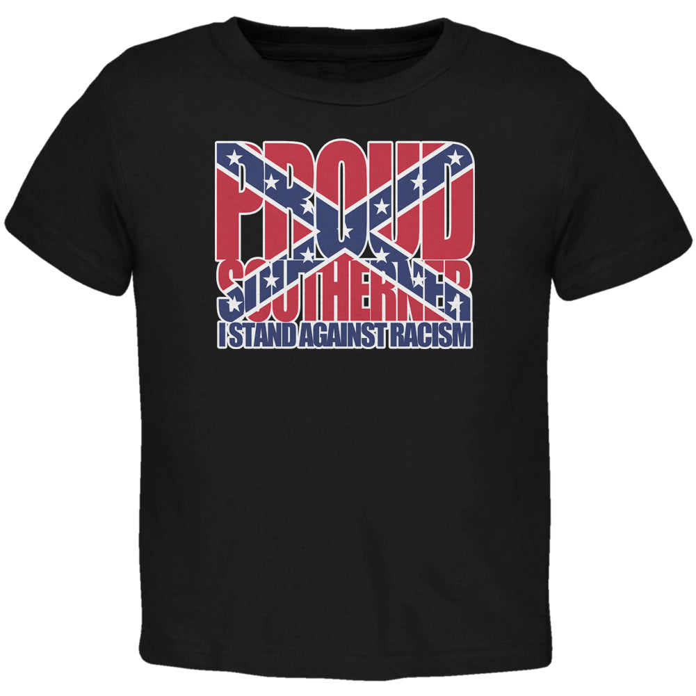 Proud Southerner Against Racism Black Toddler T-Shirt Toddler T-Shirts Old Glory 2T Black 