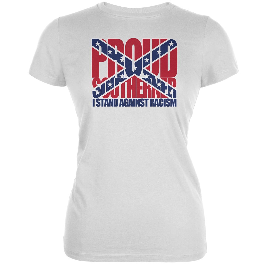 Proud Southerner Against Racism White Juniors Soft T-Shirt Juniors T-Shirts Old Glory 2XL White 
