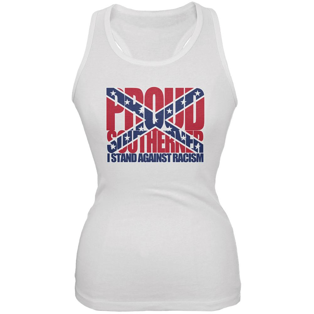 Proud Southerner Against Racism White Juniors Soft Tank Top Juniors Tank Tops Old Glory 2XL White 