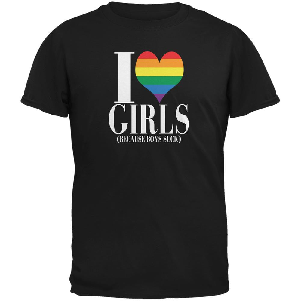 LGBT I Heart Girls Boys Suck Funny Black Adult T-Shirt Men's T-Shirts Old Glory 2XL Black 