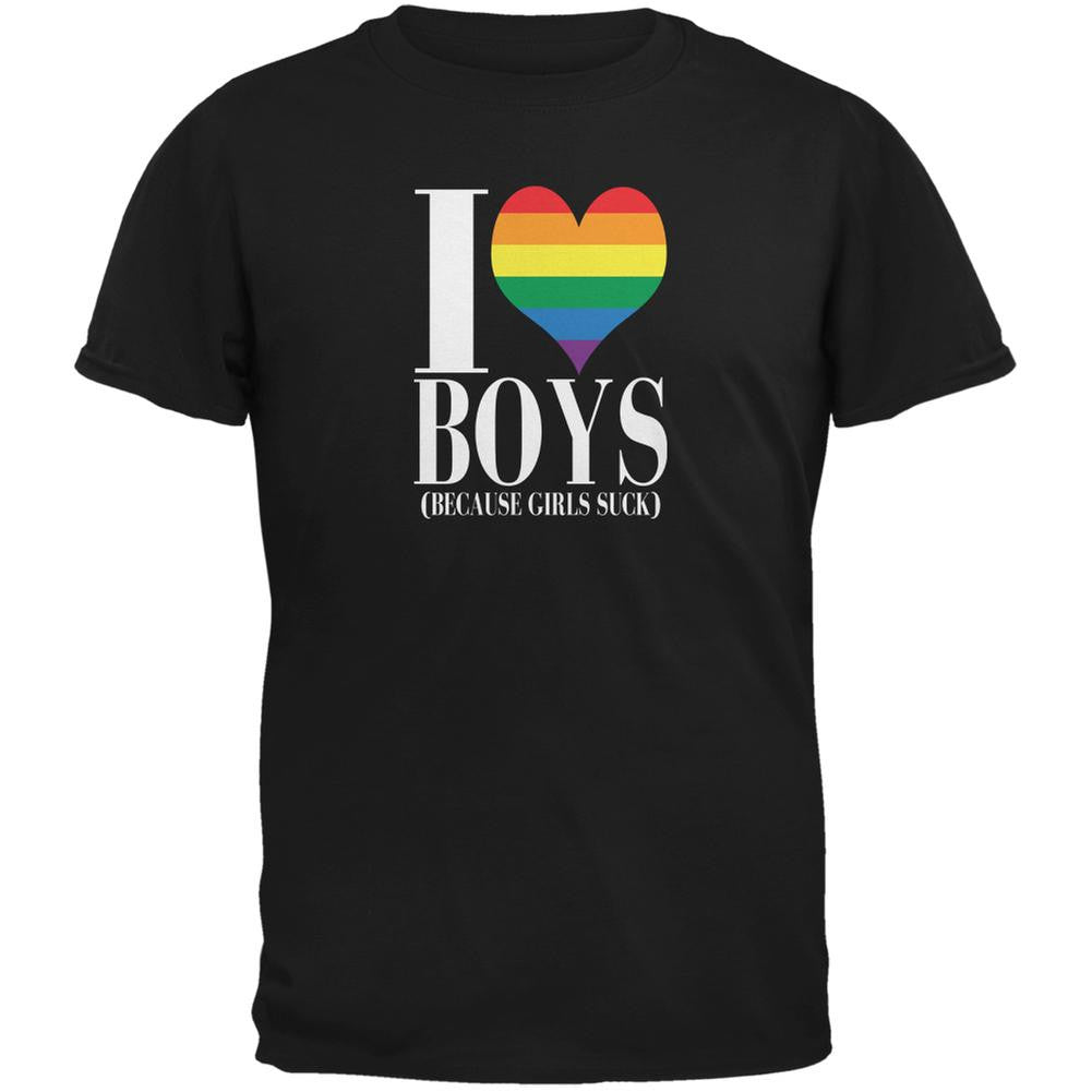 LGBT I Heart Boys Girls Suck Funny Black Adult T-Shirt Men's T-Shirts Old Glory 2XL Black 