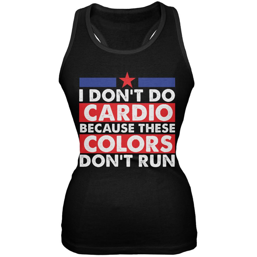 4th Of July I Don't Do Cardio Black Juniors Soft Tank Top Juniors Tank Tops Old Glory 2XL Black 