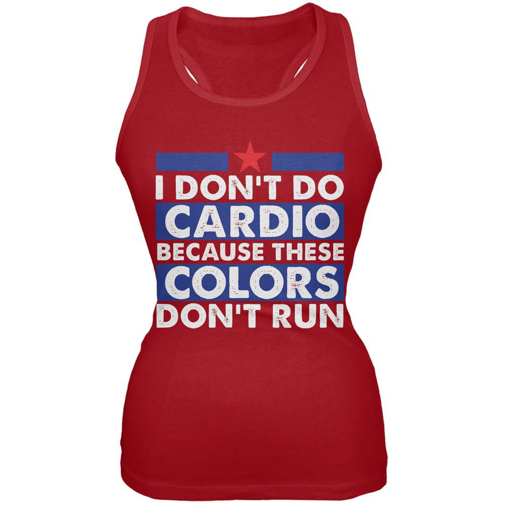 4th Of July I Don't Do Cardio Red Juniors Soft Tank Top Juniors Tank Tops Old Glory 2XL Red 