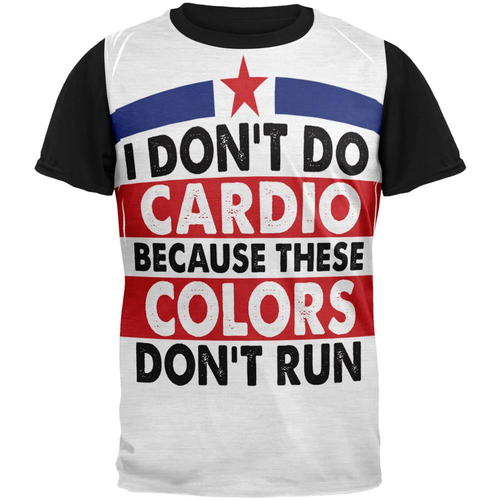 4th Of July I Don't Do Cardio Adult Black Back T-Shirt Men's T-Shirts Old Glory SM Multi 