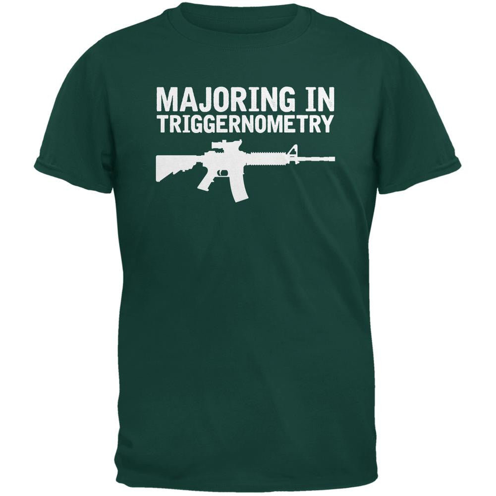 Majoring In Triggernometry Forest Green Adult T-Shirt Men's T-Shirts Old Glory 2XL Green 