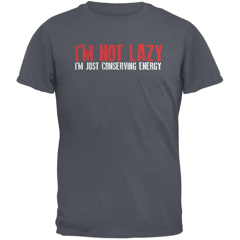 I'm Not Lazy I'm Conserving Energy Charcoal Grey Adult T-Shirt Men's T-Shirts Old Glory 2XL Grey 