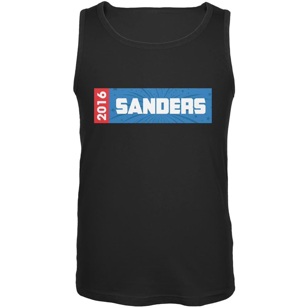 Election 2016 Sanders Rectangle Logo Black Adult Tank Top Men's Tank Tops Old Glory 2XL Black 