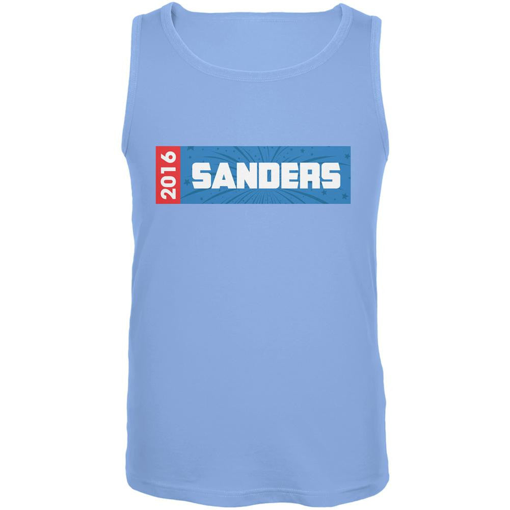 Election 2016 Sanders Rectangle Logo Carolina Blue Adult Tank Top Men's Tank Tops Old Glory 2XL Blue 