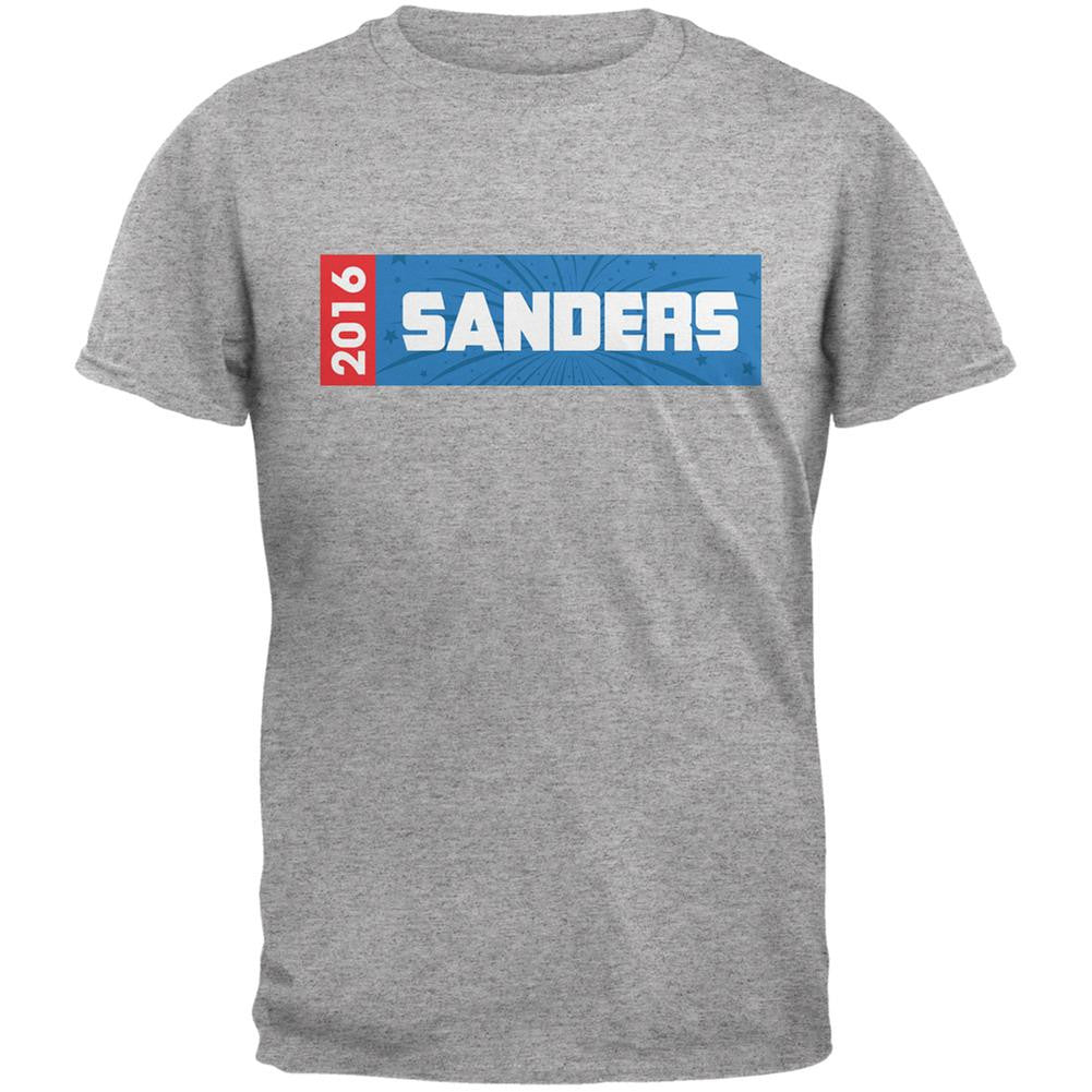 Election 2016 Sanders Rectangle Logo Heather Grey Adult T-Shirt Men's T-Shirts Old Glory 2XL Grey 